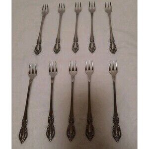 Oneida Distinction Deluxe Stainless Flatware Lot 10 Seafood Cocktail Forks USA
